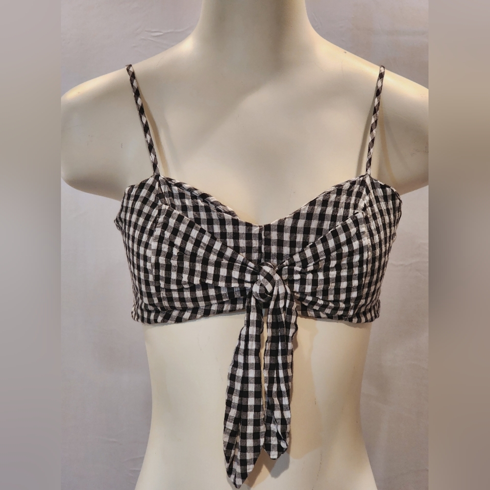 Windsor Black and White Checkered Crop Top - Picture 4 of 11
